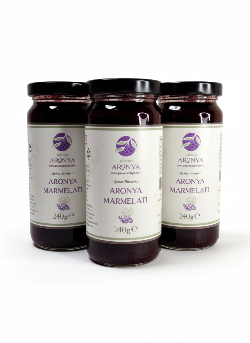 Aronya Marmelatı (şeker ilavesiz) 3 lü Paket (720 gr)